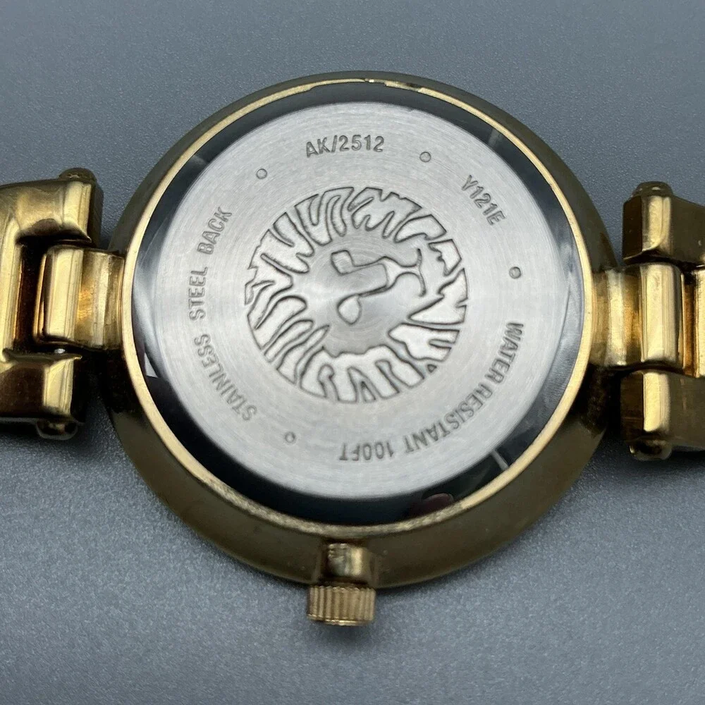 Anne Klein Womens Watch 34mm Cream Dial Gold Tone Inlay AK/2512 New Battery 6.5